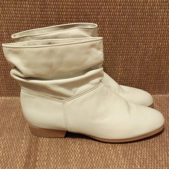 cream leather ankle boots